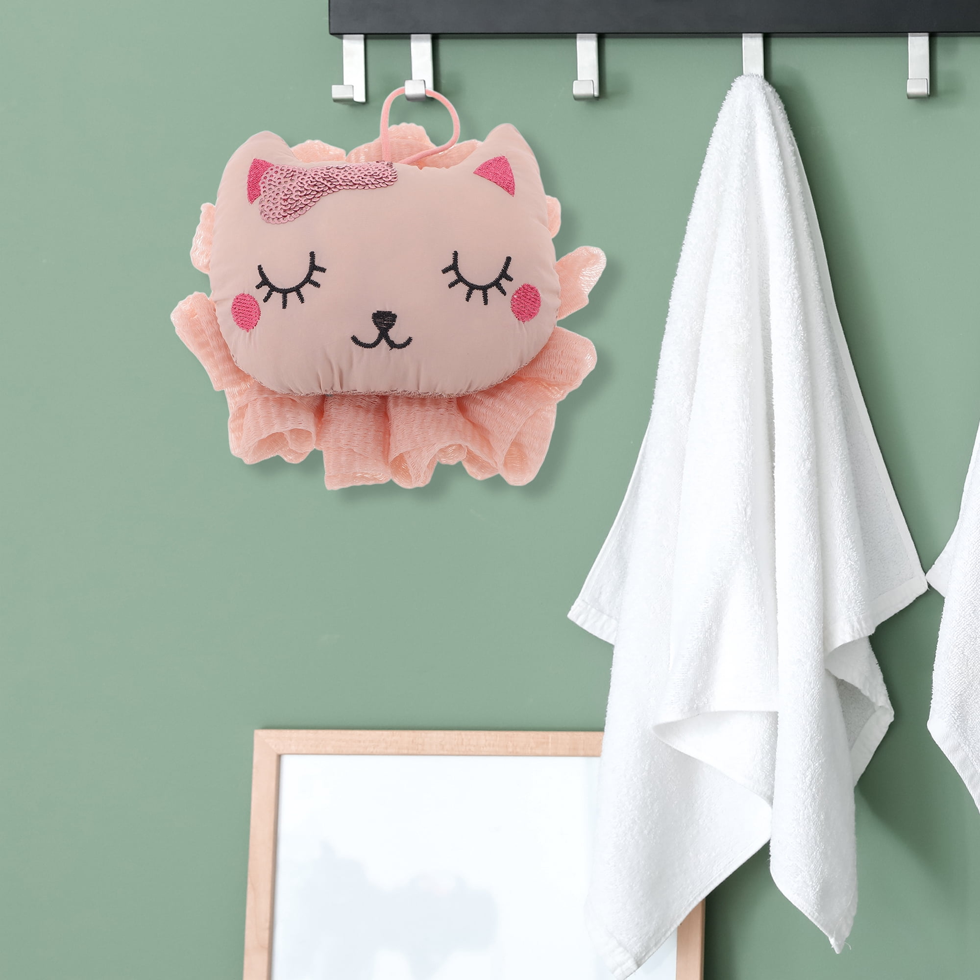 Unique Bargains Cartoon Bath Sponge Body Scrubber for Bathroom 1 Pc Pink