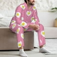 thumbnail image 5 of Mens Pajamas Set, Cute Fried Egg Love Button Down Long Sleeve Loungewear Sleepwear Pjs sets for Men, 5 of 5