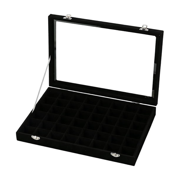 Organizador de joyas portátil y versátil con 48 compartimentos, estuche de almacenamiento para regalos y horquillas para cabello de . Negro
