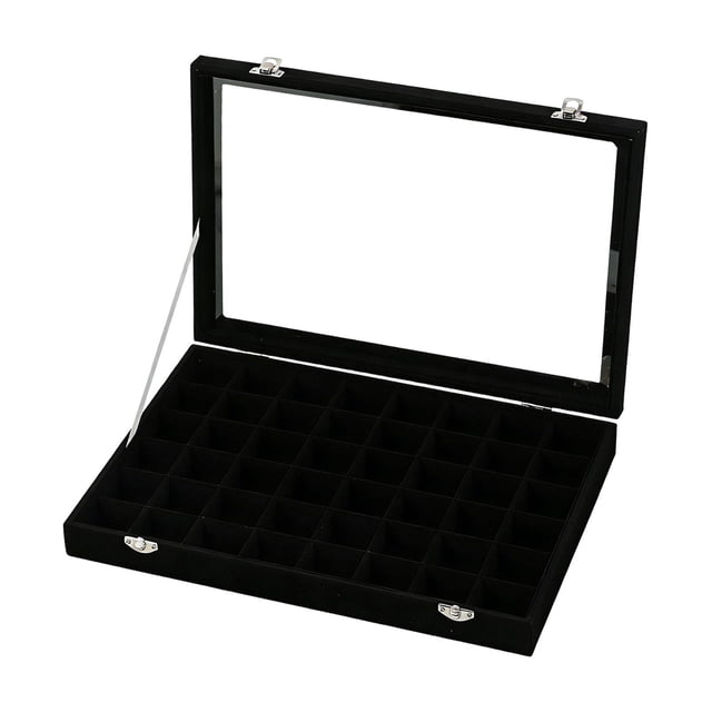 Organizador de joyas portátil y versátil con 48 compartimentos. Contenedor para regalos. Negro