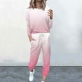 thumbnail image 2 of Trousers Suit Women's Gradient Color Round Neck Casual Loose Long Sleeve Top And Pants Set Dressy Pant Suits for A Wedding plus Outfit for Party Women Womens Rompers And Jumpsuits Dressy Two Piece Wom, 2 of 5