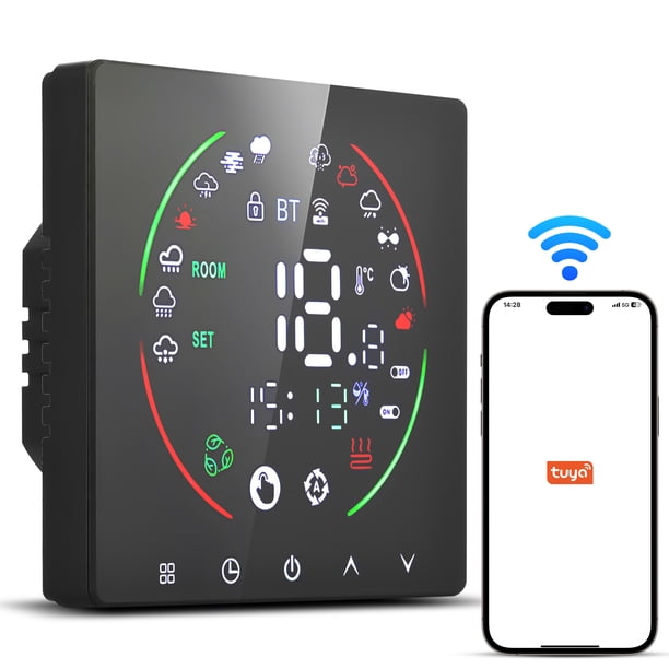 Termostato inteligente Tuya WiFi para el hogar 16A Calefacción eléctrica Controlador de temperatura programable semanal Pantalla LCD Termostato de pared inteligente digital