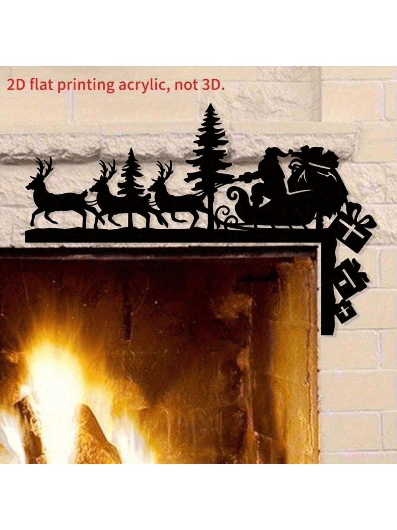 3D Santa Silhouette Wall Art with Reindeer Antlers Holiday Hanging Ornaments for Home Decor