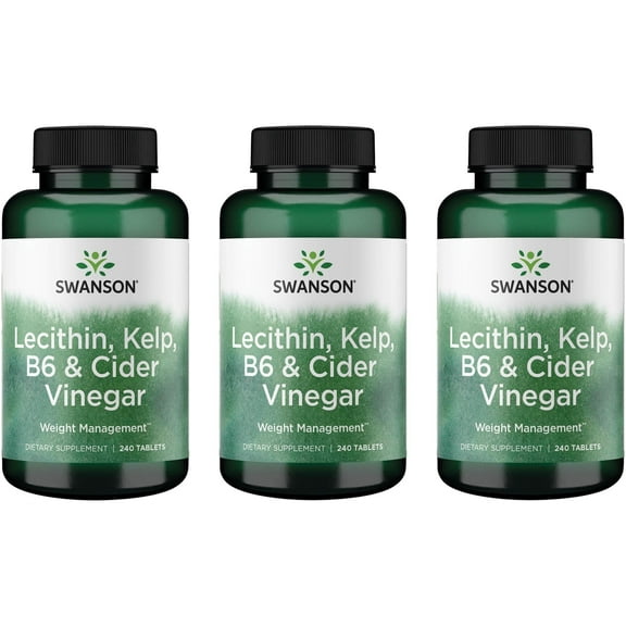 Swanson Lecithin, Kelp, B6, & Cider Vinegar 240 Tabs 3 Pack