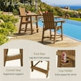 thumbnail image 6 of Dycanpo 25.6'' Tall Adirondack Chair with Cup Holder,All-Weather Outdoor Bar Stools,HDPS-Teak Color, 6 of 7
