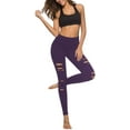 thumbnail image 4 of Womens High Waist Yoga Pants Cutout Ripped Tummy Control Workout Running Yoga Skinny Leggings, 4 of 6