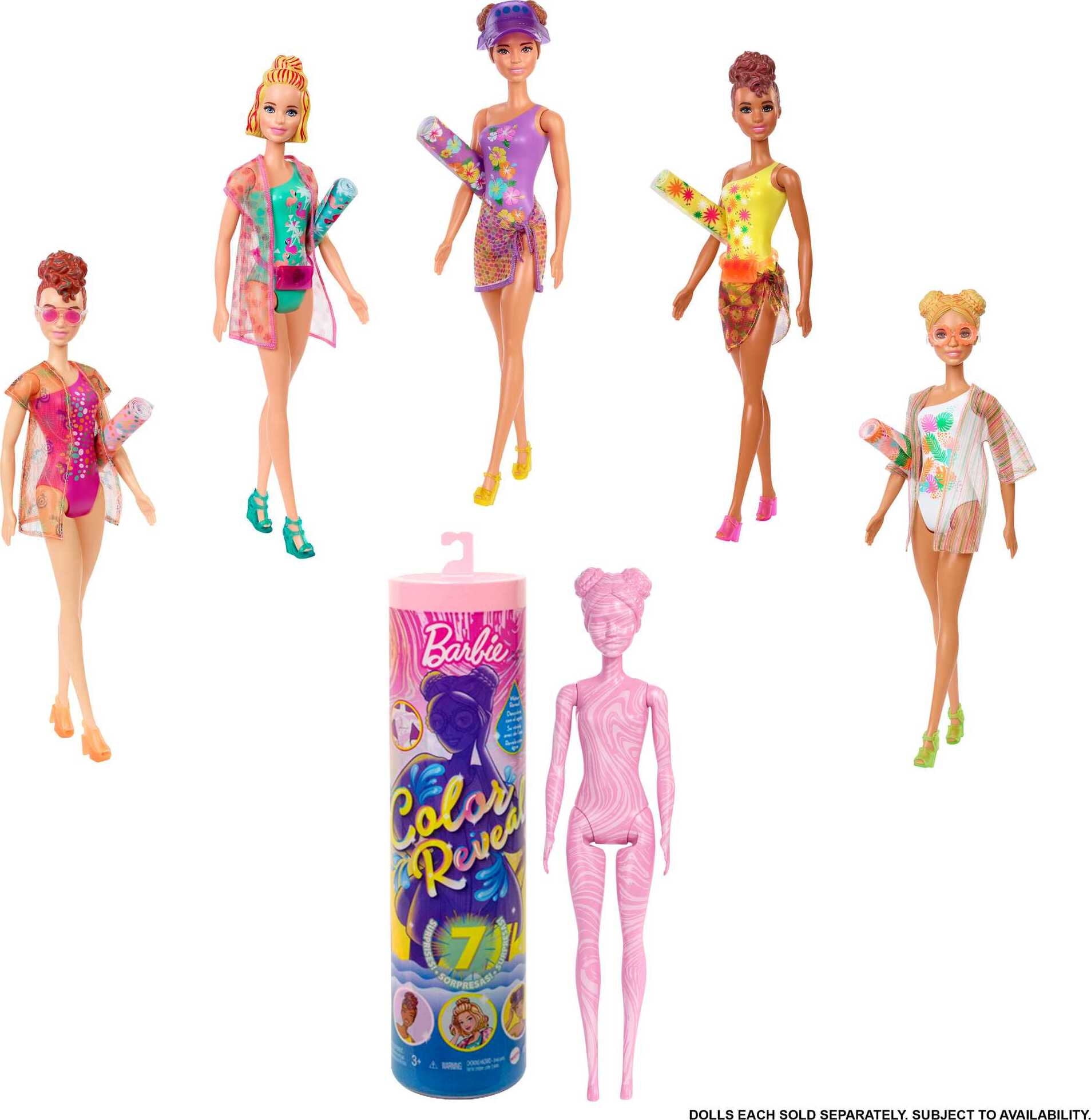 Barbie Color Reveal Doll 12 inch Tall 7 Surprises Sunny N Cool Series