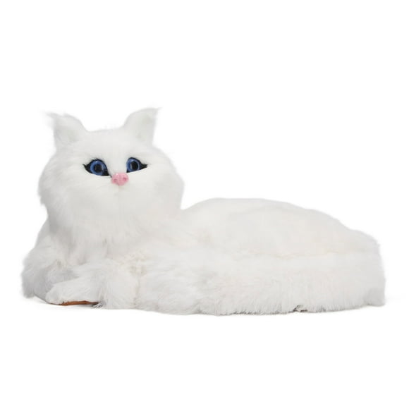 2024 Simulation Plush Cat Doll Cute Lovely Vivid Pink Nose Black Eyes Realistic Soft Cat Model for Decoration