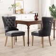 thumbnail image 2 of Vanity Art Button Tufted Velvet Upholstered Dining Chair with Wooden Legs | Contemporary Accent Chairs for Dining Room Living Room Comfortable Armless Leisure Padded Chairs, Set of 2, UC-10DG, 2 of 12