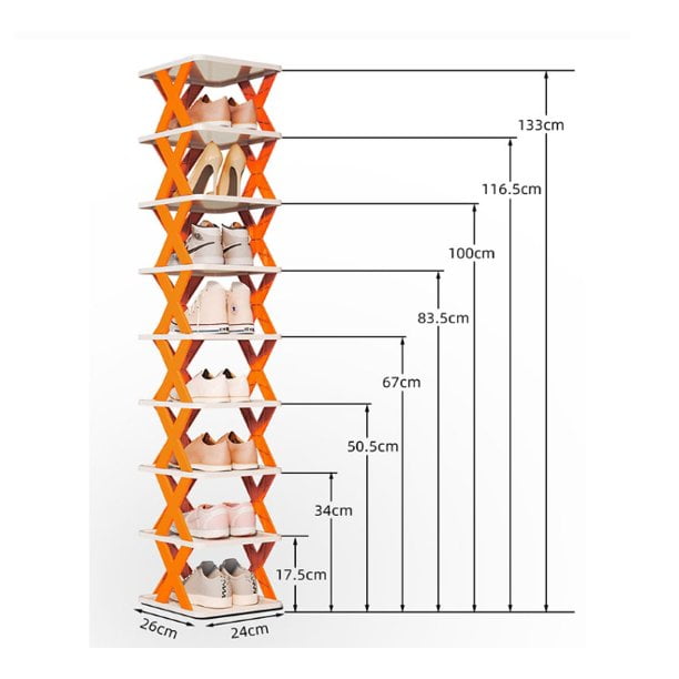  Fouews Small Shoe Rack, Narrow Stackable Shoe Shelf