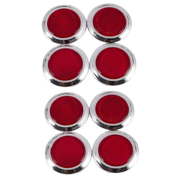 8 Pcs Auto Car Plastic Round Reflective Reflector Sticker Red