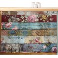 thumbnail image 2 of Vintage Flower Small Cabinet Curtains 10"W x 11"L, Retro Botanical Floral Wooden Sink Skirt Dust-Proof Short Curtain for Bathroom Vanity Storage Cubby Desk, Self Adhesive Privacy Drapes, 2 of 9