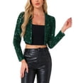 thumbnail image 1 of CHAQUETA CORTA BRILLANTE DE LENTEJUELAS DE MANGA LARGA ABIERTA PARA MUJERES INSPIRADAS EN FIESTAS COLOR VERDE OSCURO, 1 of 6