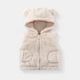 thumbnail image 2 of WRKEKC Kids Fleece Vest Solid Color Hooded with Ear Vest for Infants 0-3 Years Warm Cozy Casual Outerwear Fall Winter Jackets, 2 of 4