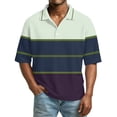 thumbnail image 2 of Dresfit Mens Polo Shirts Short Sleeve Striped Golf Shirts Summer 2026 Relaxed Fit Waffle Knit T Shirts Big and Tall Button Down Lightweight Business Tops M, 2 of 6