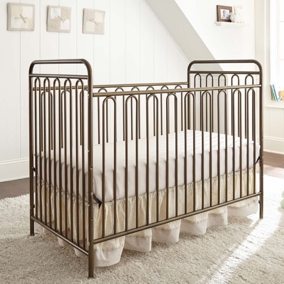 Trinity 3 in 1 Convertible Full Sized Metal Crib in Golden Nugget