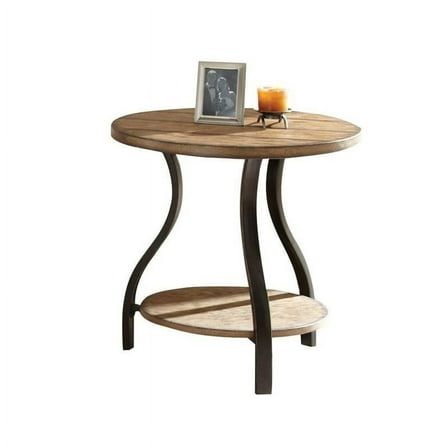 Bowery Hill Round End Table in Light Oak Finish