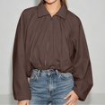 thumbnail image 2 of Unir Collared Zip Up Casual Bomber Jacket for Women, Balloon Sleeve Cropped, Thick Durable Polyester Everyday Outerwear, 1 Piece, S-L, 2 of 6