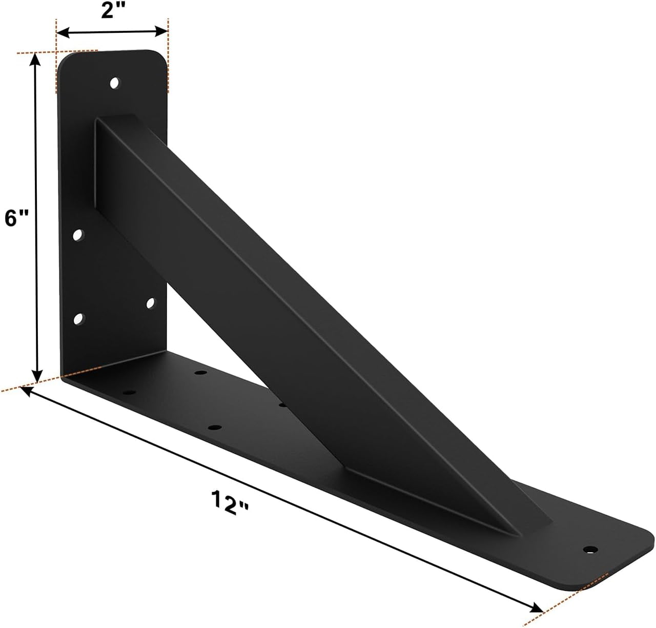 VANROUG 2Pcs Heavy Duty 12 Inch Shelf Brackets - Steel Mantel & Countertop Support Brackets for Tops & Cabinetry