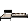 Full and Twin Size LShaped Platform Beds with Trundle and Table, Espresso