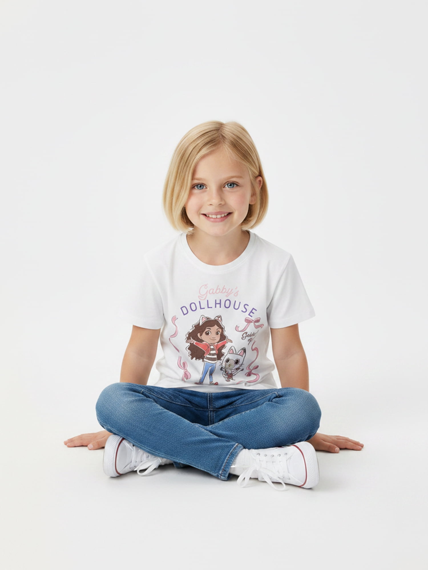 Gabby's Dollhouse, Girls' Short Sleeve T-Shirt, Gabby and Panda, Sizes 4-16