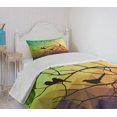 thumbnail image 4 of Ambesonne Modern Quilted Bedspread Set 2 Pcs, Abstract Bird and Branch, Twin Size, Multicolor, 4 of 6