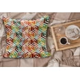 thumbnail image 2 of Geometric Fluffy Throw Pillow Cushion Cover, Abstract Cubes Isometric Hexagonal Shaped Pattern Colorful Retro Design Print, Decorative Square Pillow Case, 16" x 16", Mustard Orange, by Ambesonne, 2 of 5
