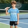 thumbnail image 4 of Kids Sport Outfit Sets Unisex Boys and Girl 2 Piece Shirts Suits Short Sleeve T Shirts and Elastic Shorts Children's Sportwears Set Home Casual Outfit Lightweight, Breathable Quick-Drying, 4 of 7