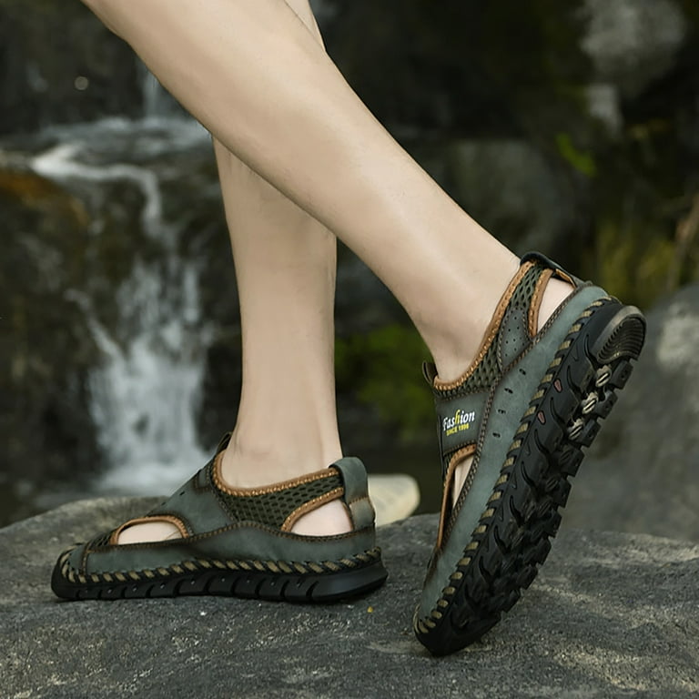 Mens wide leather sandals sale