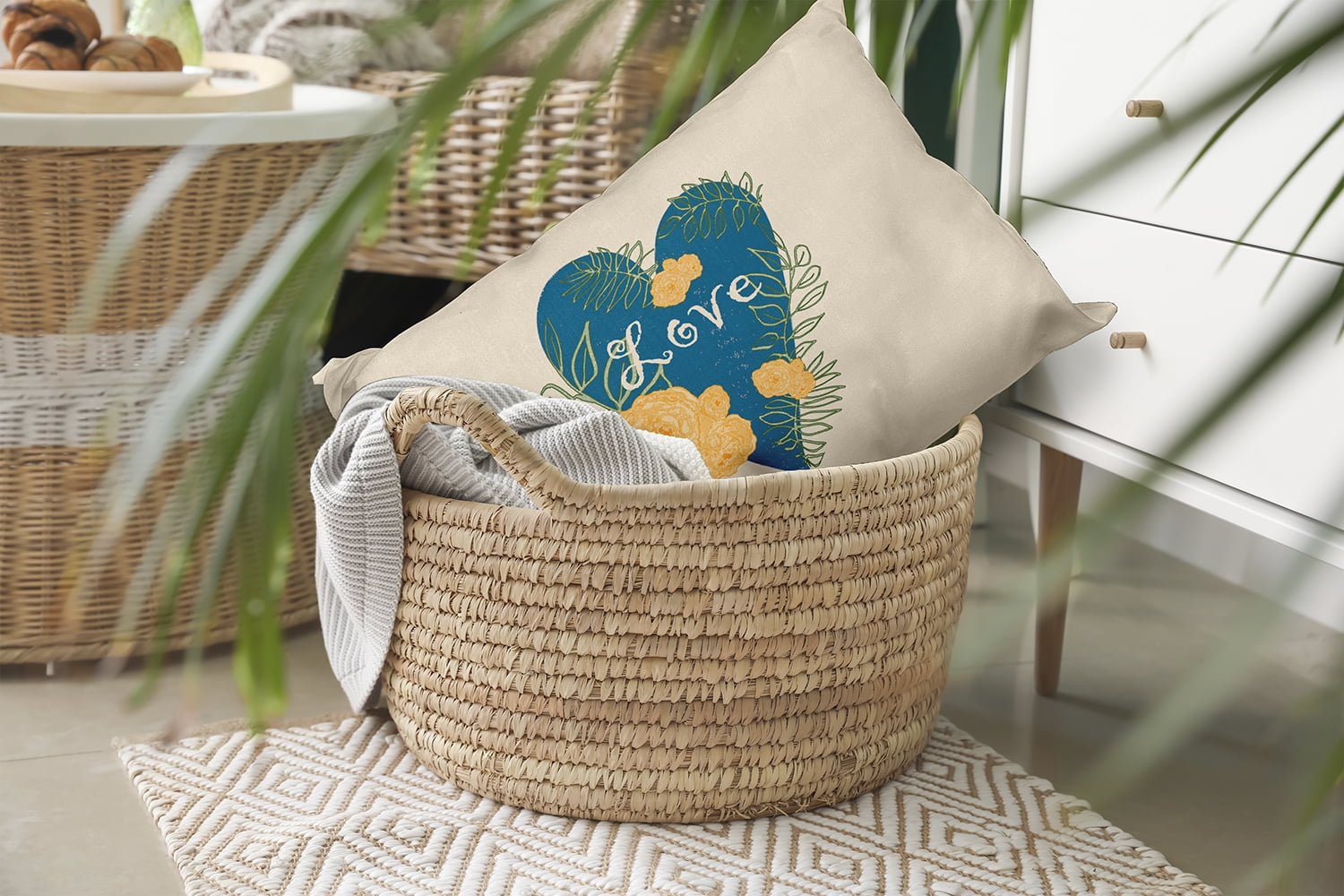 20" x 14" Simply Daisy Love And Roses Polyester Indoor/Outdoor Pillow, Teal Qty 1