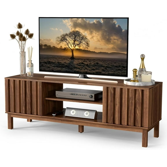 TV Stand for 32 65 inch TV, Entertainment Center with Storage Cabinet, Mid Century Modern Media Console Table for Living Room, Office