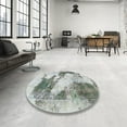 thumbnail image 4 of Ahgly Company Machine Washable Indoor Round Abstract Light Gray Area Rugs, 6' Round, 4 of 7