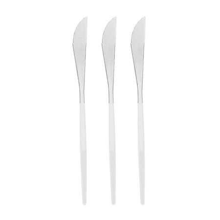 

Smarty Silver with White Handle Moderno Disposable Plastic Dinner Knives 240 ct
