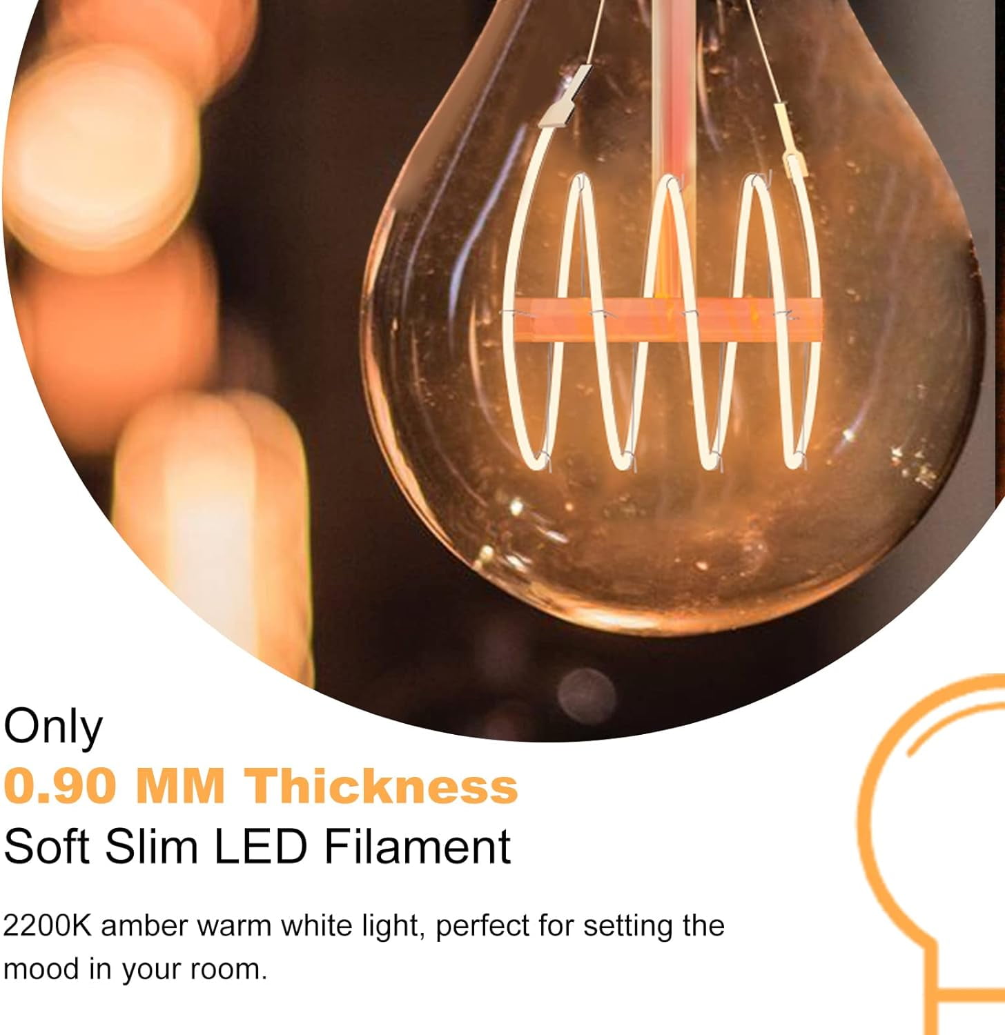 A19 Vinta LED Edison s 40 Watt, 4-Pack Dimmable A19 4W 2200K Amber Warm s, E26 Base, 4W Equal 40 Watt Incandescent Bulbs, Decorative Antique Spiral LED Bulb, 300LM