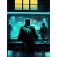 thumbnail image 1 of Nighthawks Style Futuristic Cyber Noir Bar Large Wall Art Poster Print Thick Paper 18X24 Inch, 1 of 4