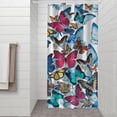 thumbnail image 2 of Butterfly Blue Pink Wing Pattern Shower Curtain 36"x72" ,Bathroom Decorative Shower Curtains Set with 12 Hooks,Modern Waterproof Washable Shower Curtain, 2 of 6