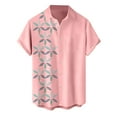 thumbnail image 5 of Inglocry Frontaley Men Shirts, Men's Cuba Guayabera Button Front Shirt, Striped Printed Short Sleeves Summer Shirts For Men Pink 2XL, 5 of 5