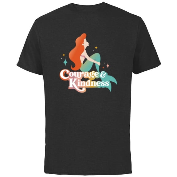 Disney Princess The Little Mermaid Ariel Courage & Kindness - Short Sleeve Cotton T-Shirt for Adults - Customized-Black