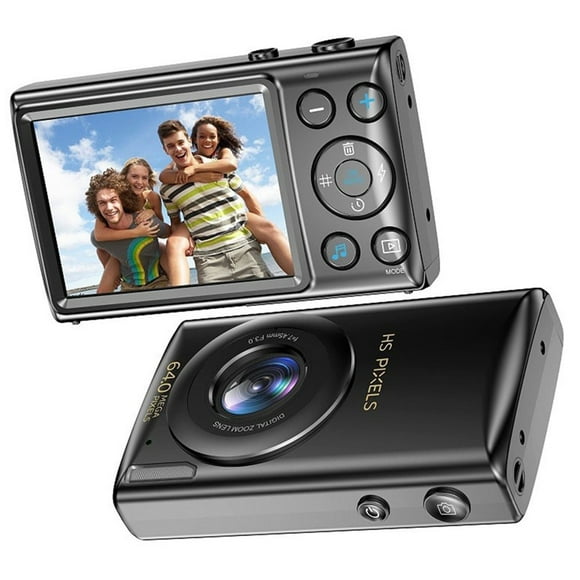 Cámaras Digitales 4K para Fotografía Cámara de Video Vlog Antivibración con Enfoque Automático de 64 MP Cámaras Compactas con Zoom Digital de 18X Color Negro
