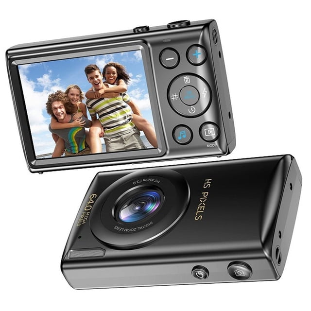 Cámaras Digitales 4K para Fotografía Cámara de Video Vlog Antivibración con Enfoque Automático de 64 MP Cámaras Compactas con Zoom Digital de 18X Color Negro