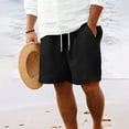 thumbnail image 2 of Men Shorts Plus Size Waffle Solid Color Casual Elastic Waist Summer Beach Shorts with Pocket Black XL, 2 of 6