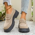 thumbnail image 5 of Domzle Loafers for Womens Dress Shoes Slip on Loafers Platform Business Casual Non-Slip for Daily Office Work Dressy Heeled Chunky Sole Khaki, 5 of 6