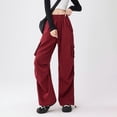thumbnail image 2 of TINZ Women's Casual Pants Loose Straight Leg Comfortable Everyday Wear Drawstring Pocket Trousers For All Seasons With Pure Color Design Womens Workout Pants Pant Romper for Women Casual, 2 of 4