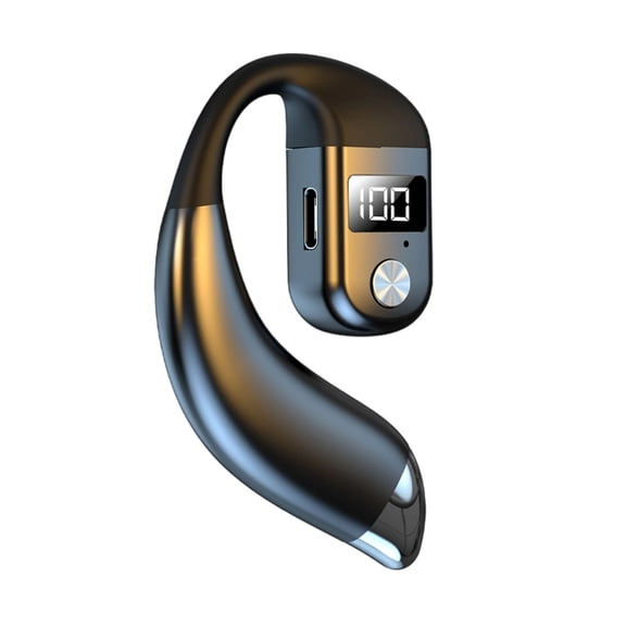 Virelaxpo Single Ear OWS Digital Display Bluetooth 5.4 Hook-Ear Headphone with 30-Hour Battery Life, Universal for Left or Right Ear, Great for Daily Commute and Work