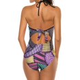 thumbnail image 3 of Patchwork Ragdoll Maillot de Bain une Pièce Imprimé pour Femmes Sexy Dos Nu Col en V Tenue de Plage d'Été Sally Patchwork Ed, 3 of 5