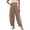C-Khaki330, variant on DHFJKG Womens Harem Pants Summer Casual Loose Fit Mid Rise Pleated Solid Color Tapered Pants With Pockets Lightweight Linen Soft Leisure Trousers