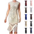 thumbnail image 3 of Women's Fringe Dress 1920s Vintage Shiny Sparkly Sequins Gowns Disco Dance Cocktail Party Tassel Dresses Cocktail Dresses, 3 of 4