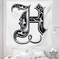thumbnail image 1 of Letter H Tapestry, Majuscule Rococo Influences Literature Language Theme Monochrome Typography, Fabric Wall Hanging Decor for Bedroom Living Room Dorm, 5 Sizes, Black White, by Ambesonne, 1 of 1