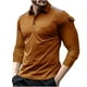thumbnail image 1 of pstuiky hombres de manga larga, Camisa de manga larga de color liso para hombre con bolsillos en los brazos y solapa. Tops de talla grande para hombre l, 1 of 5