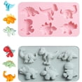 thumbnail image 1 of 2 moldes de gelatina de dinosaurio, moldes de jabón de dinosaurio para niños, moldes de silicona para decoración de pasteles de dinosaurio (rosa y gris), 1 of 7